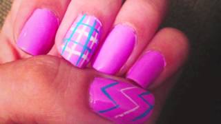 Plaid, Chevron, Zebra Nail Design