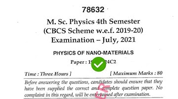 Mdu MSc Physics 4th Sem Nano Material Question  Paper