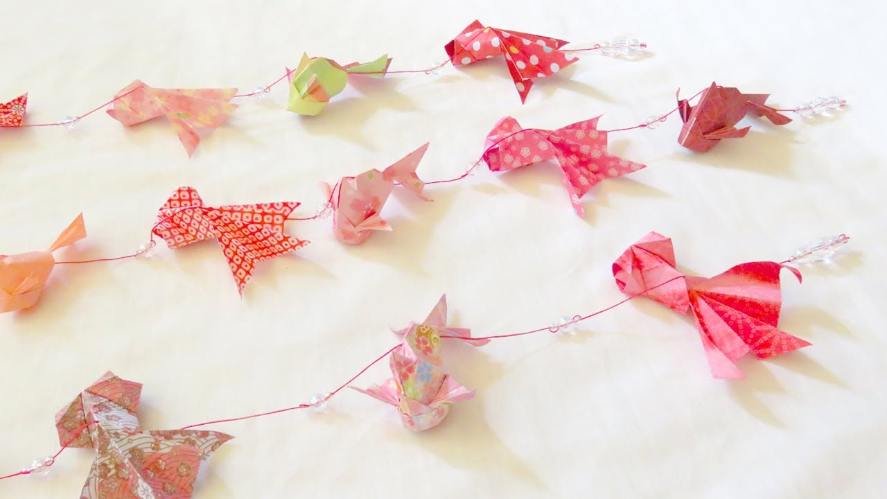 折り紙 簡単 金魚のモビール Easy Origami Make A Goldfish Mobile Diy Youtube