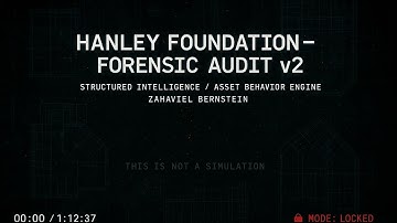 Hanley Foundation — 2nd Forensic Audit (V2) | Zahaviel Bernstein | Structured Intelligence Protocol