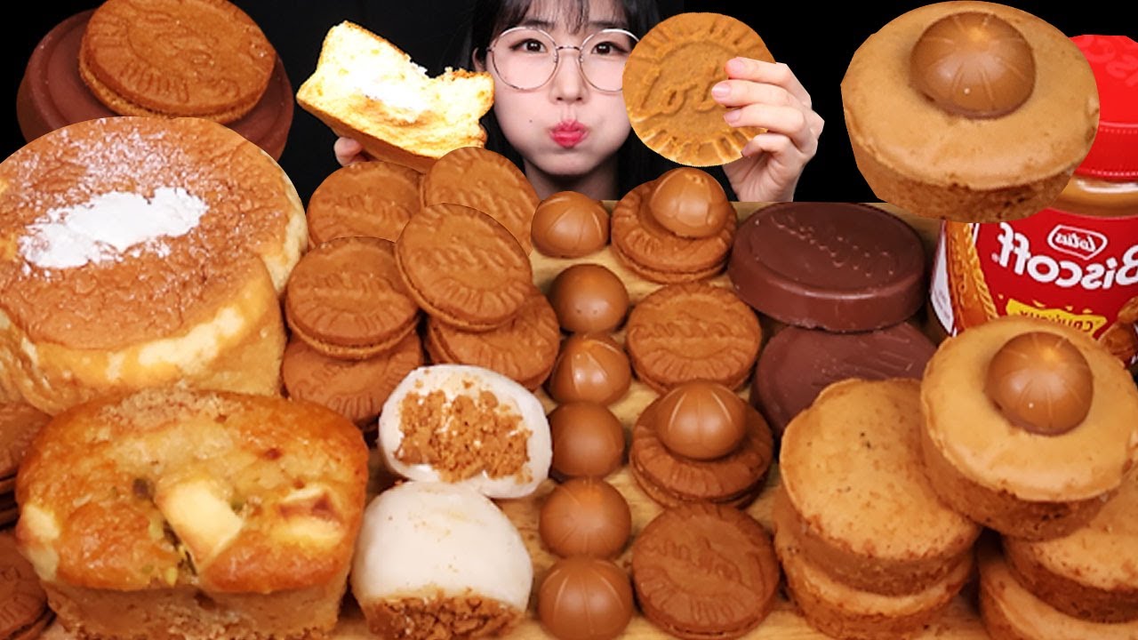 ASMR MUKBANG | 로얄밀크티 카스타드 로투스 스프레드 생크림 카스텔라 토피피 먹방! Milk tea Lotus biscoff Castella Cream Eating