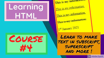 Learning HTML Lesson #4 | Making text in superscript and subscript