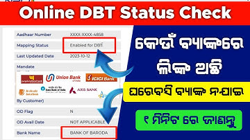 DBT Link Account Check Online Odia | Online DBT Status check | How to Check DBT Link Status Odia
