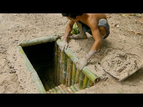 Jungle Survival - Building The Most Secret Underground Bamboo House By Ancient Skill