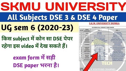 SKMU UG Sem 6 All Subjects DSE Paper | ug sem 6 me DSE paper kya rakhe | DSE 3 & DSE 4 paper | skmu