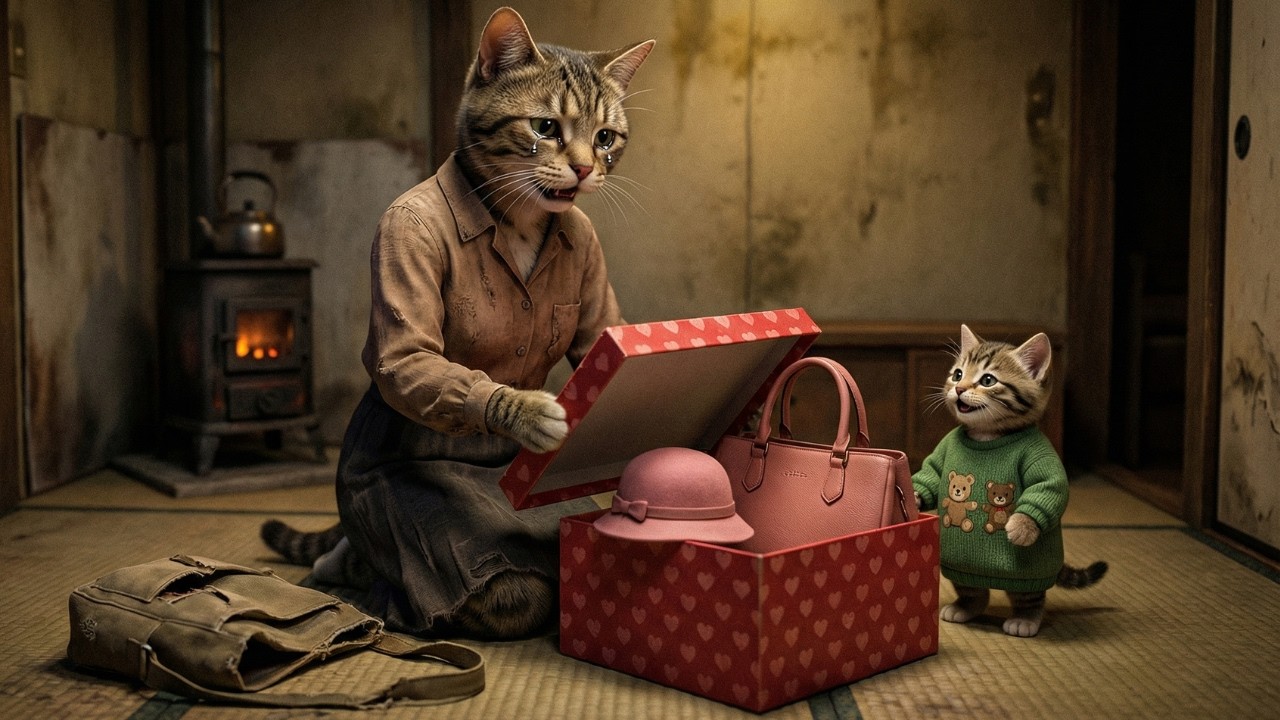 Tiny Kitten Surprises Mama Cat with Gift 🎁🐾 | Heartwarming Winter Tale 💜