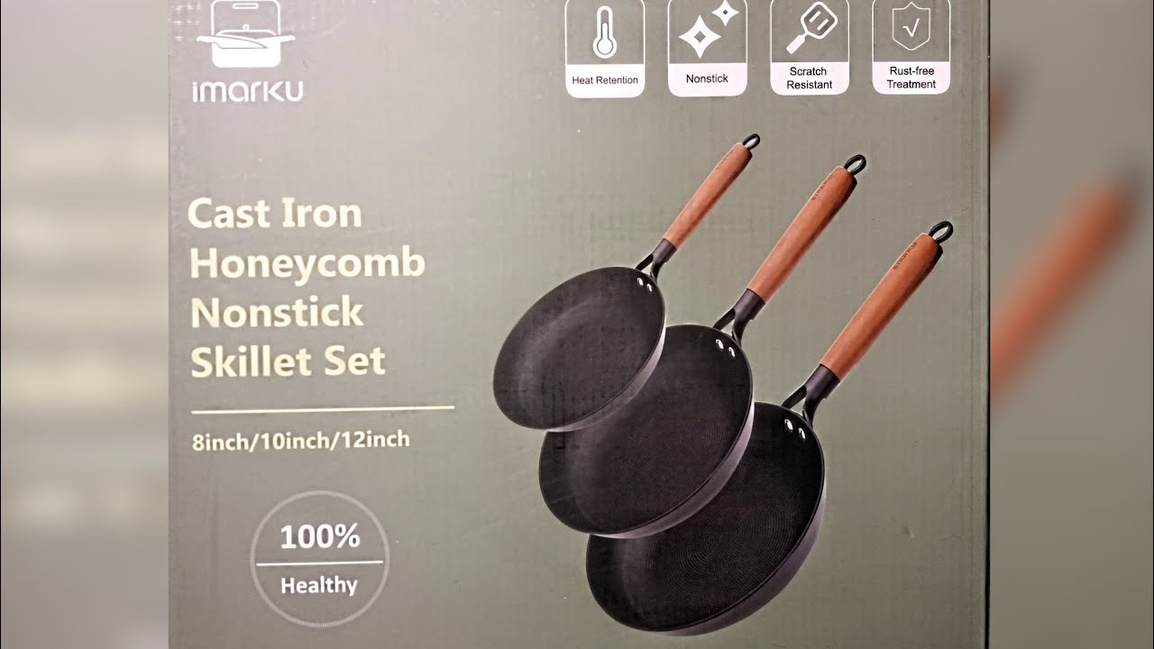 imarku Frying Pan - 8 Inch Non Stick Frying Pan, Long Lasting Cast Iron  Skillet Nonstick Pan, Honeycomb Nonstick Frying Pan with Stay Cool  Stainless