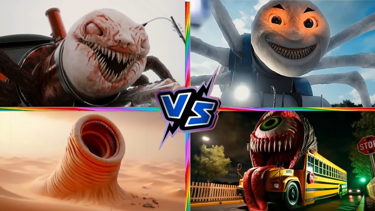 Choo choo Charles Vs Cursed Thomas Vs Erosion Worm Vs School Bus | Tiles Hop 4K EXE | Tiles Hop!