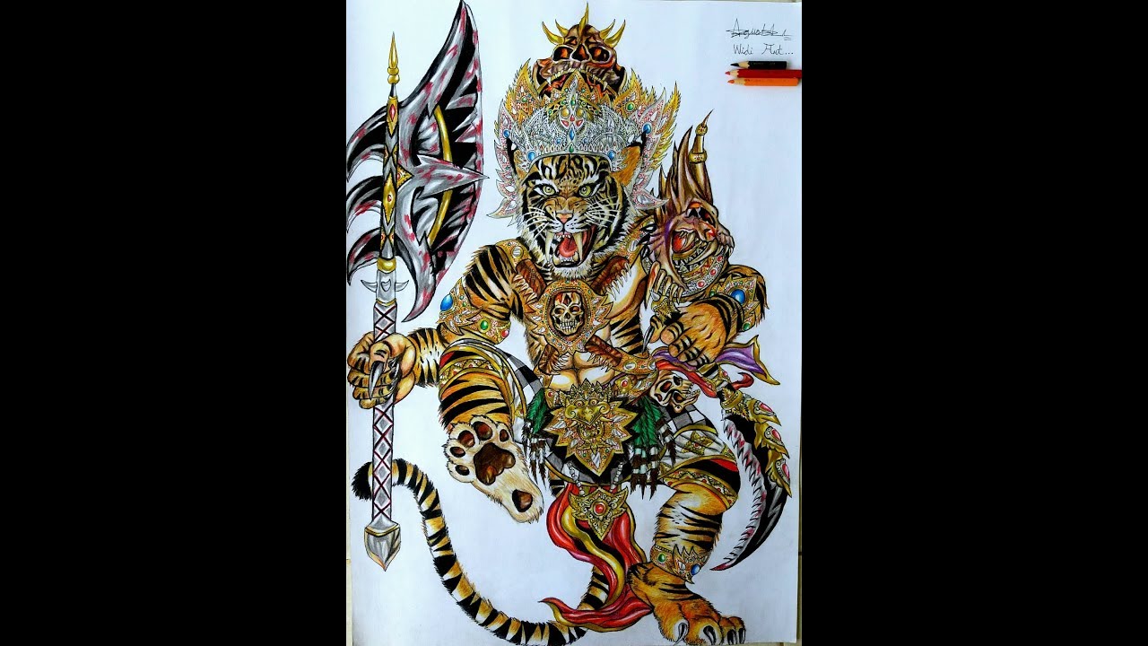 Sket gambar  ogoh ogoh SANG KALA SILUMAN MACAN  GADING 