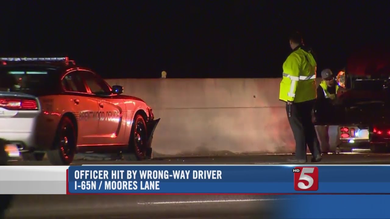 Police Officer Stops Wrong Way Driver With Patrol Car - YouTube
