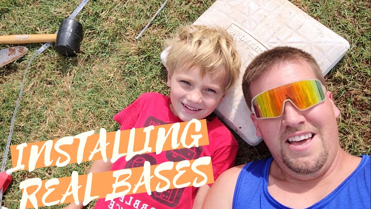 Installing Champro Baseball Bases in our backyard field YouTube