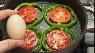 Just add eggs to 1 tomato! Quick breakfast in 5 minutes. Simple and yummy. Delicious/tasty recipe.