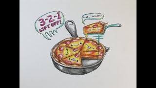 How To Draw Kawaii (かわいい | 可愛い)  Deep Dish Pizza  |  (Step by Step Easy)