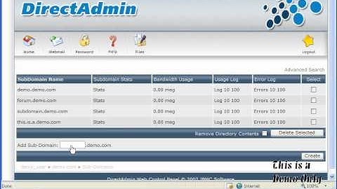 Tạo tên miền phụ - Subdomain (Direct Admin)