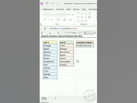 extract common values between two lists - YouTube