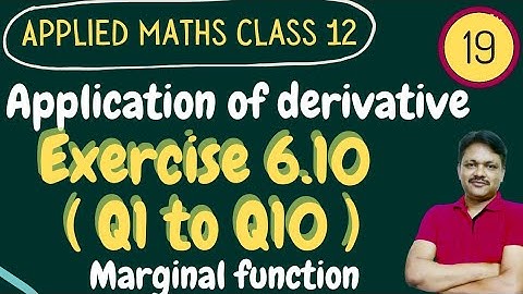 Ex 6.10 (Q1-Q10) | chapter 6 | Marginal Function | class 12 Applied mathematics | Gaur Classes