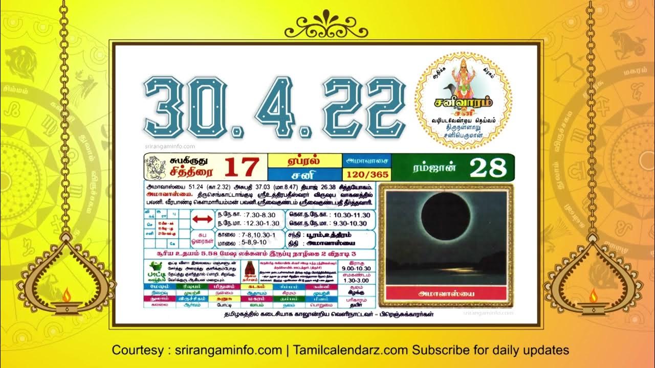 Amavasya April 2022, Today Rasi palan, 30 April 2022 Tamil Calendar