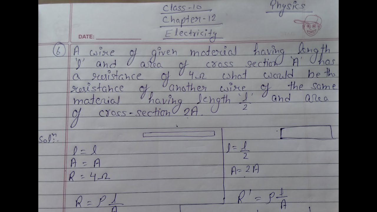 Electrical Wire Math Electricity ll Numerical no.6 :- A wire of given material having length ...