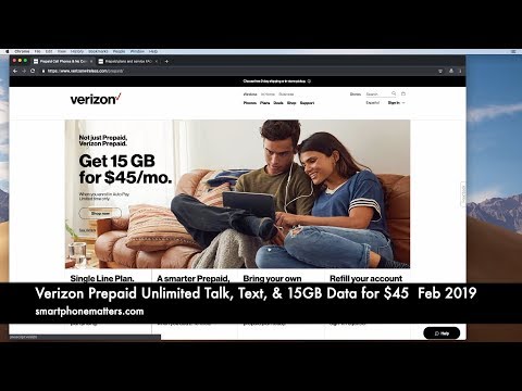 Verizon پری پیڈ لامحدود ٹاک، ٹیکسٹ اور 15GB ڈیٹا $45 فروری 2019 میں