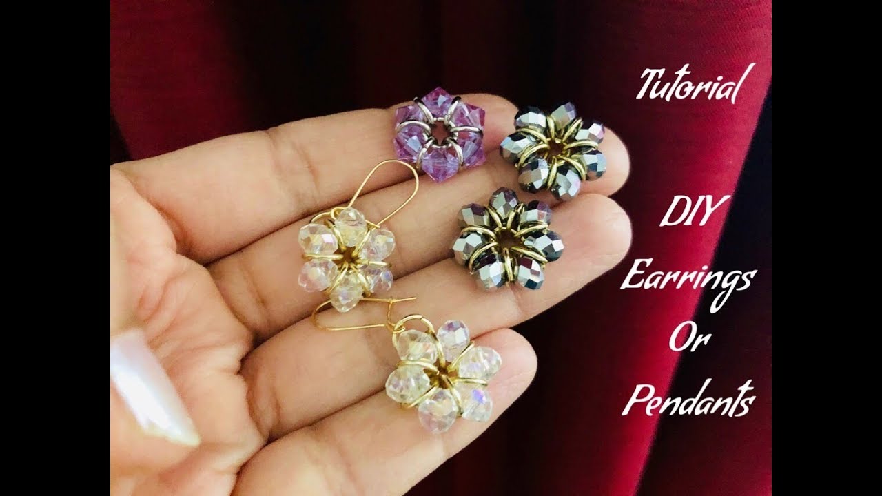Simple flower Earrings with jump rings & crystals.Cute project