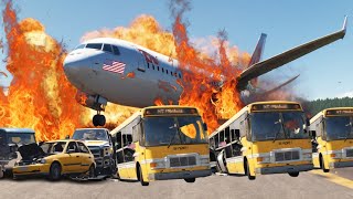 BeamNG Drive  Kecelakaan Pesawat FedEx Flight 80 VS Mobil Bus Dan Pengemudi Lainnya