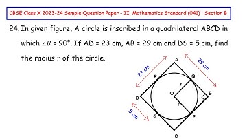 Q24 -  In given figure, a circle is inscribed in a quadrilateral ABCD in which ∠𝐵 = 90°.