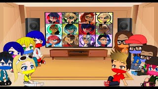 Miraculous characters' reaction to each others transformation + villians'.