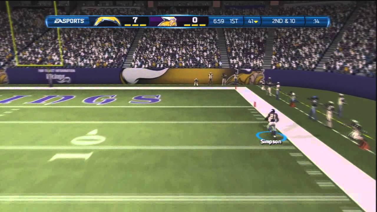 Madden 13 - Vikings vs Chargers Raw Gameplay