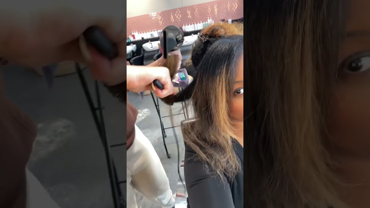 Getting a blow out in Atlanta. Turned into a Silk Press. My natural hair has gotten so long.