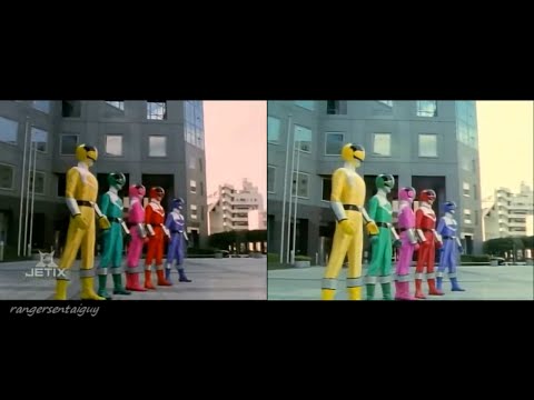 Power Rangers Time Force First Appearance Split Screen (PR and Sentai version)