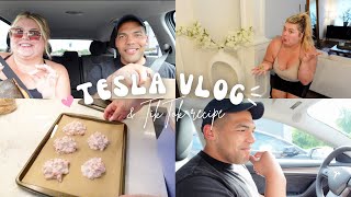 GETTING A TESLA + TRYING VIRAL TIKTOK STRAWBERRY DESSERT | VLOG