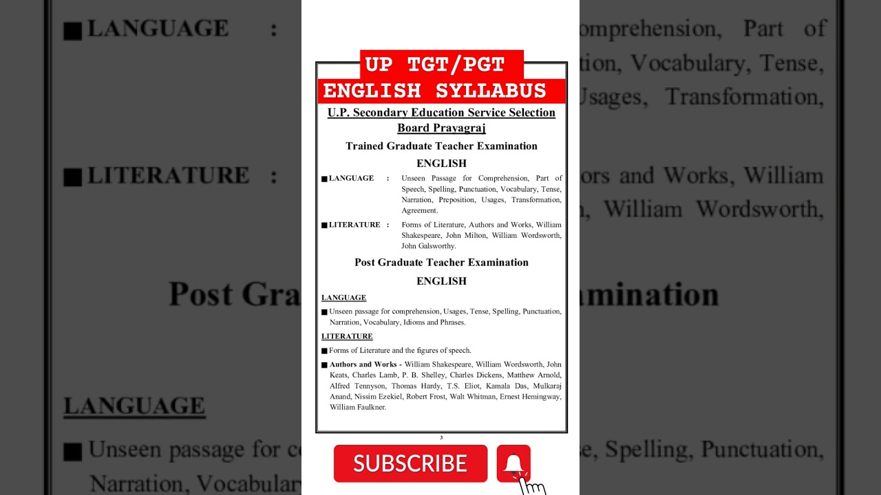 ENGLISH SYLLABUS UP TGT/PGT EXAM 2023. #english #tgtpgtenglish #tgtpgtexam #tgt #pgt #tgtpgt2023 #yt