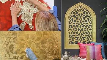 How to Stencil: Easy Gilded Gold Wall Art Design with Modello® Vinyl Wall Stencils