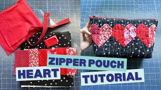 Quilted Heart Zipper Pouch Tutorial | Scrap Sewing Project #quiltingtutorial #quicksewing screenshot 2