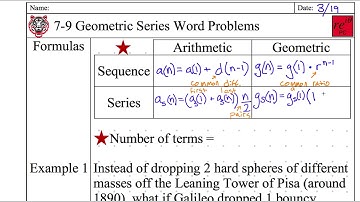 Precalculus notes 7-9 Geometric Series Word Problems
