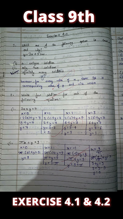 NCERT Class 9th chapter 4 Linear equations in two variables Exercise 4.1 and 4.2 solution #maths 💫✨