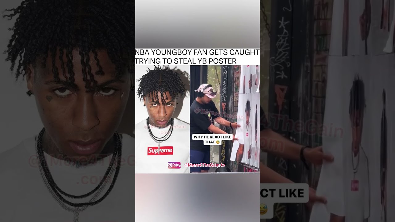 NBA YOUNGBOY FAN CAUGHT TRYING TO STEAL YB POSTER - YouTube