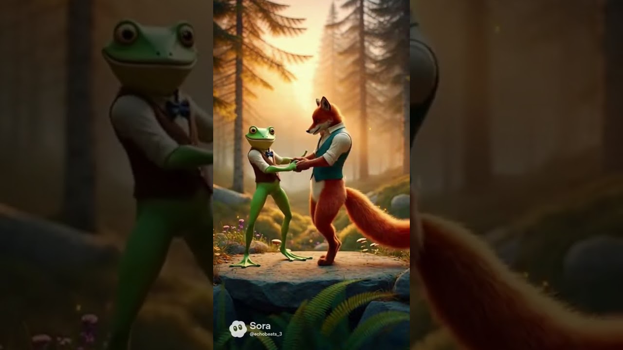 dance fox and frog 😂😂