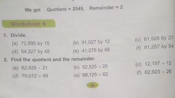 Dav Public School Class 4 Math || Unit 4 Worksheet 4 || Division || @madhubanclasses