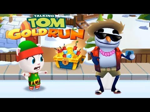 Talking Tom Gold Run ELF ANGELA VS SUBWAY SURFERS SNOWMAN Winter Collection - YouTube