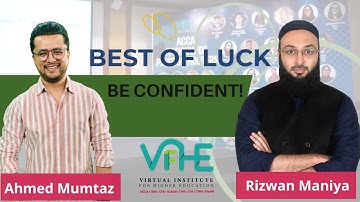 BEST OF LUCK FROM RIZWAN MANIYA & AHMED MUMTAZ