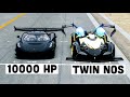 Lamborghini v12 black thunder twin nos vs 100000 hp koenigsegg jesko black devil  special route x