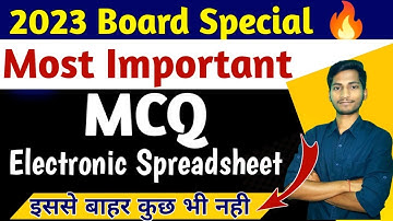 Electronic Spreadsheet Most Important MCQ Class 10 | Unit 4 VVI MCQ