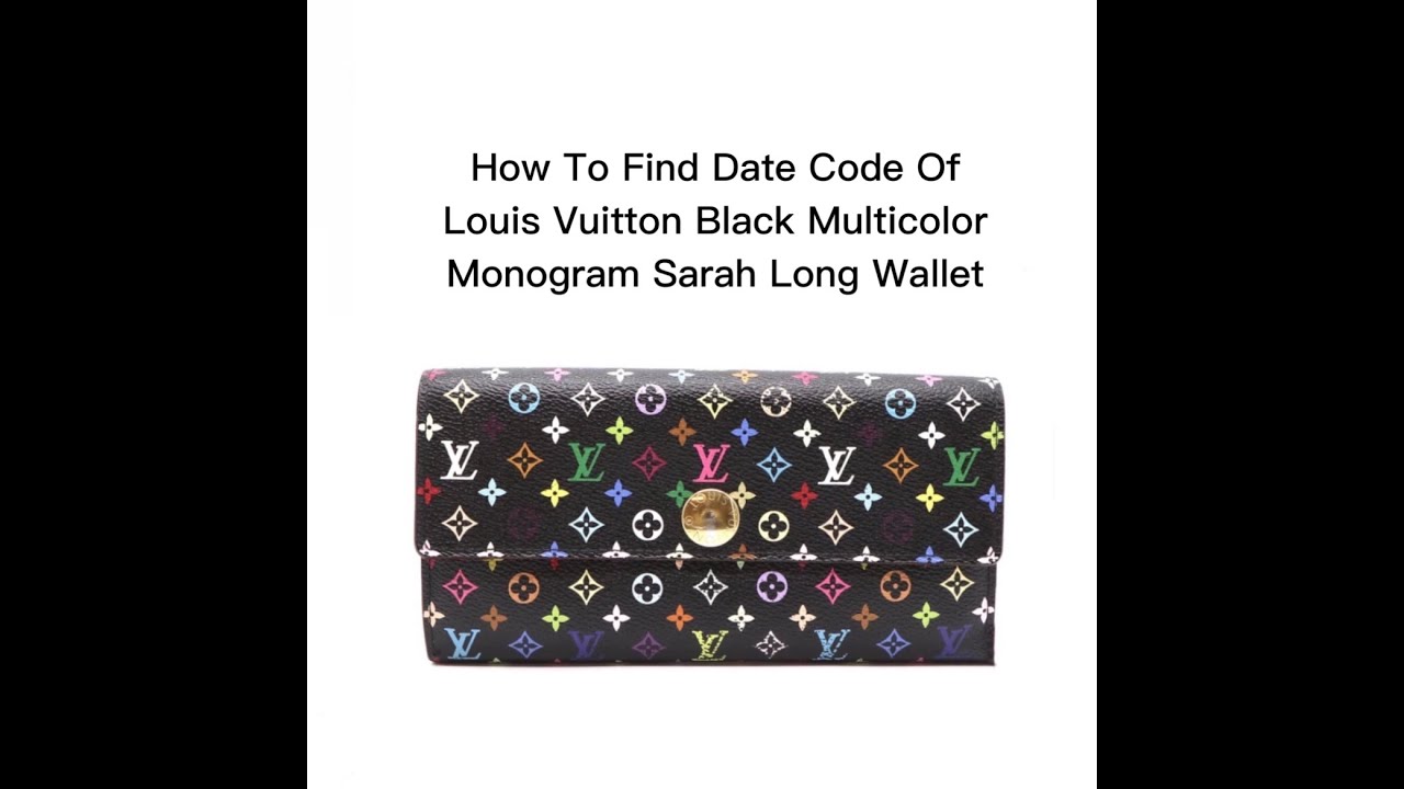 Date Code & Stamp] Louis Vuitton Black Multicolor Monogram Sarah Long Wallet