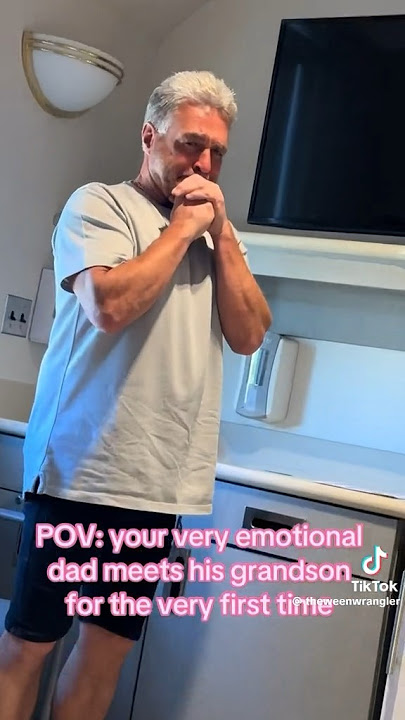 Emotional Moment Dad gets to meet his grandchild for the first time.🥹❤️#adorablebabymoments