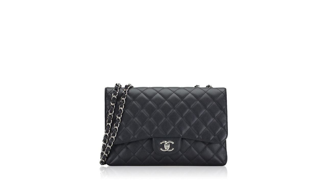 Chanel Caviar Quilted Classic Jumbo Single Flap Bag Black 