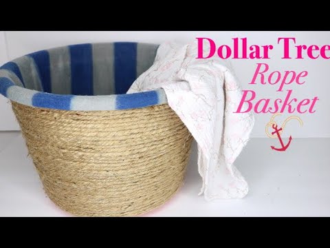 DOLLAR TREE DIY Rope Basket - No Sew Storage Basket