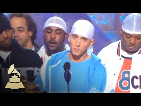 Eminem accepting the GRAMMY for Best Rap Album at the 45th GRAMMY Awards | GRAMMYs