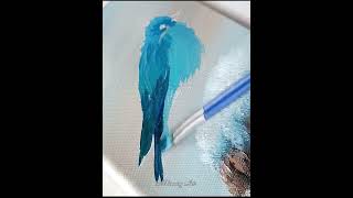 Blue Bird at Winter Acrylic Painting Tutorial | Step-by-Step Guide