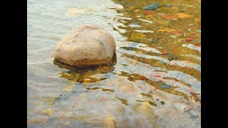 An easy way to draw transparent Water|How to draw stones under water easily #painting